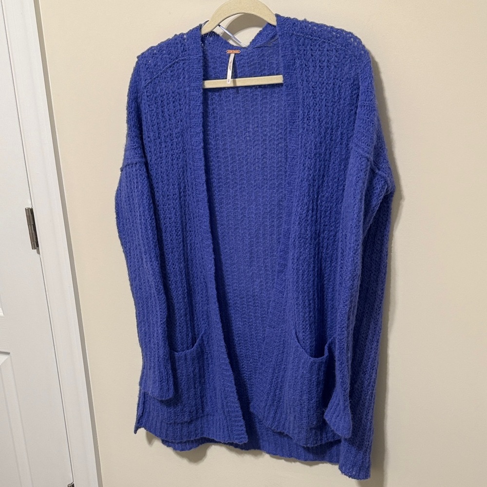 Free People Women’s Weekend Getaway Oversized Open Blue/Purple Cardigan / S